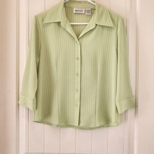 Apparenza Light Green Striped Button-Down Shirt, Size PS
